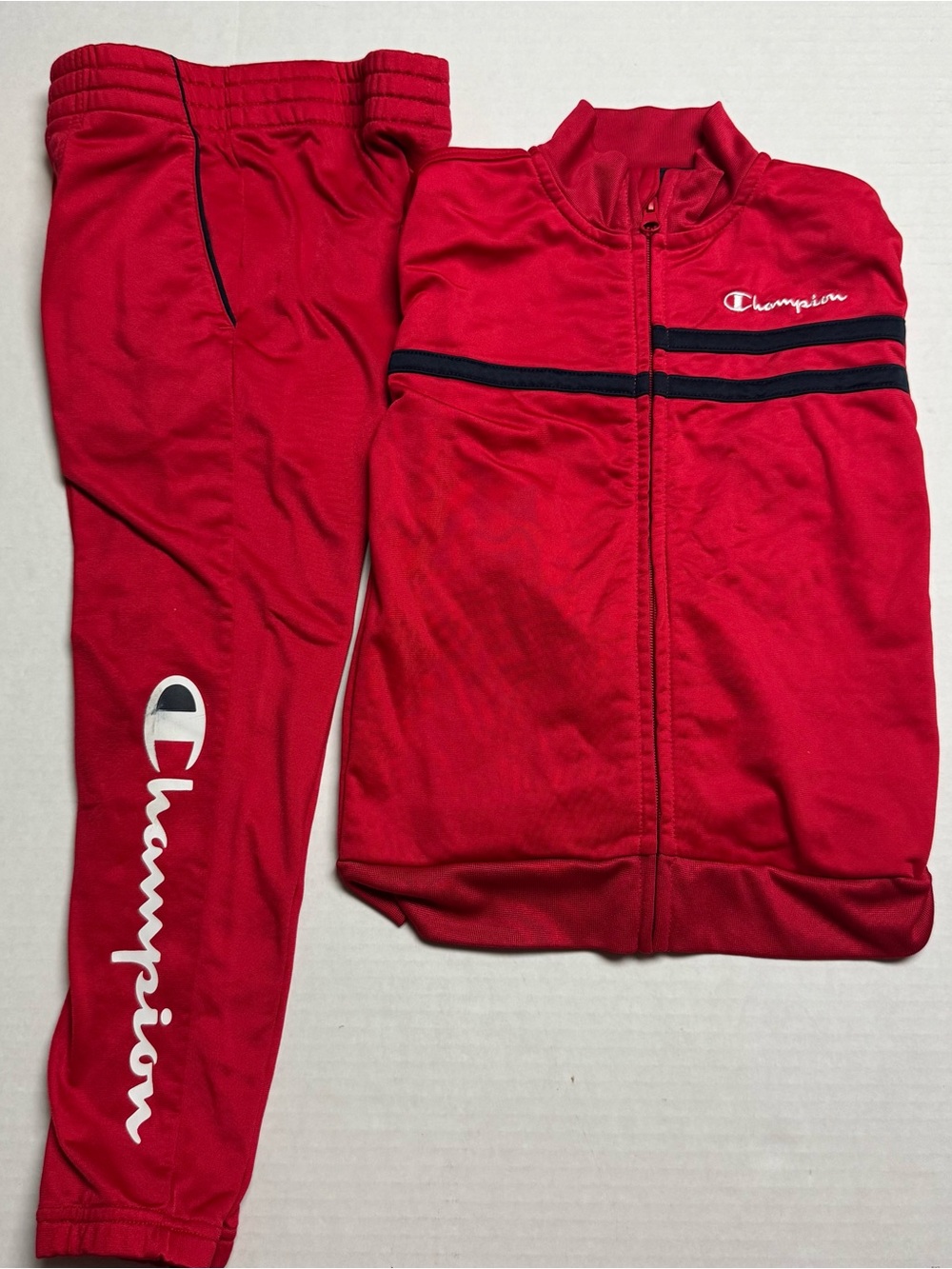 Champion Boy's Red Sweatsuit Set Sweatpants + Full Zip Jacket Size: 6